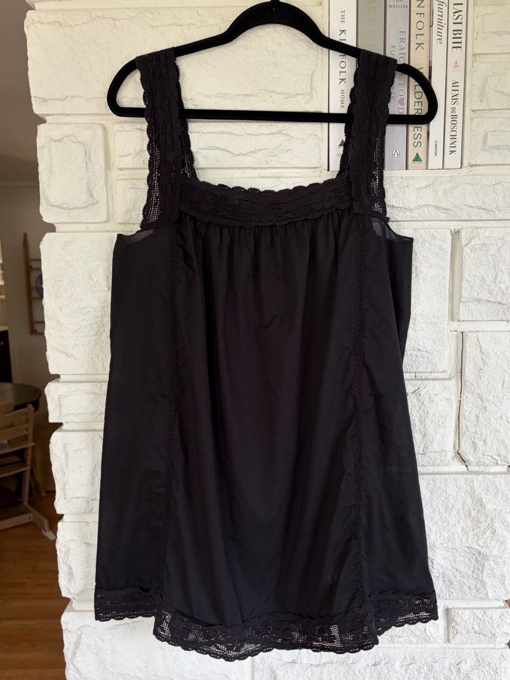 J.CREW Lace-trim Mini Beach Dress Black Size Medium - Picture 5 of 16